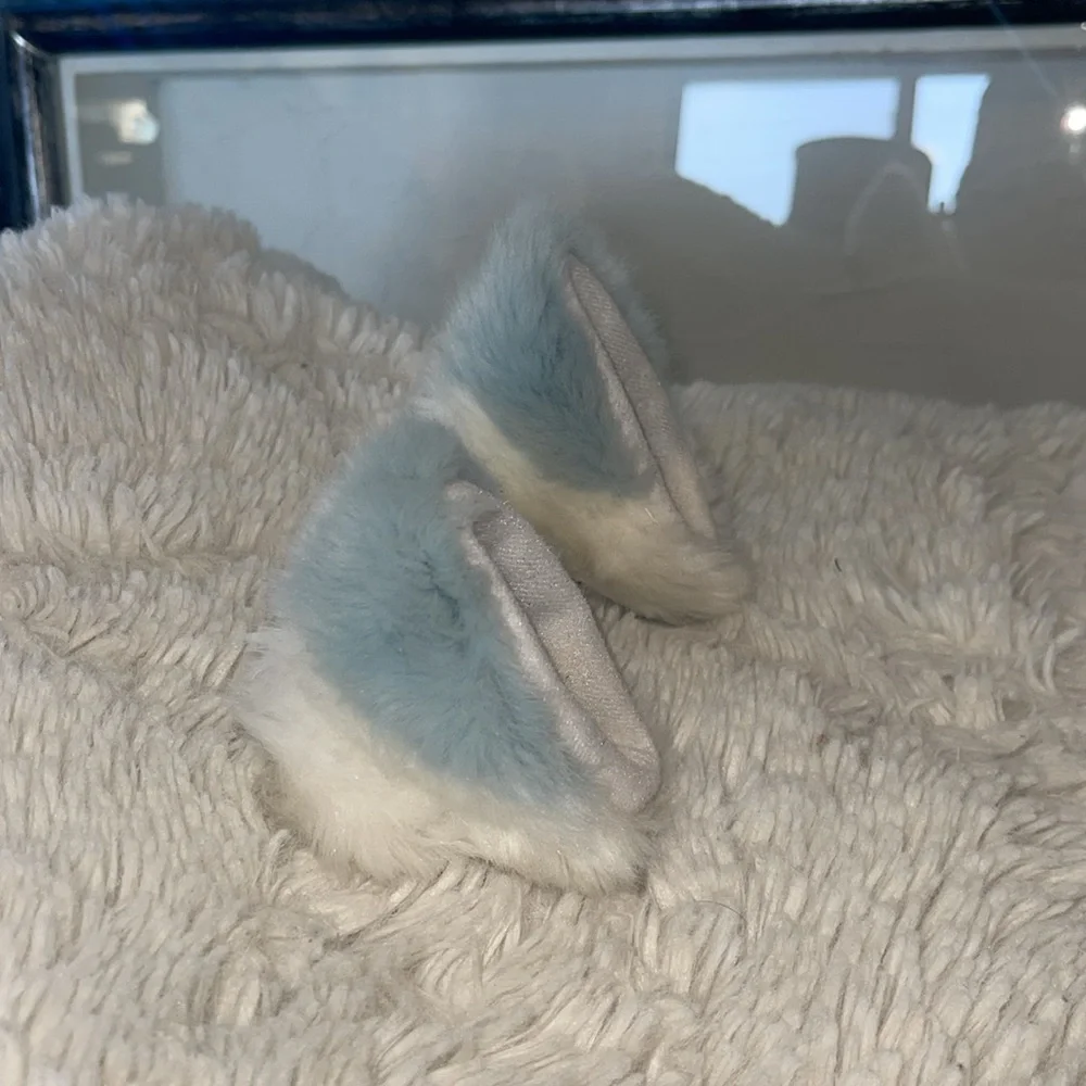 Fuzzy White Bunny Ear clips faux fur fox ears possibly